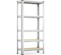 Wiltec Étagère Charges lourdes 5 Niveaux - 180 x 90 x 30 cm / 875 kg – en Acier galvanisé – Système emboîtable – 5 niveaux – capacité 175 kg/niveau – pour Atelier Cave Rangement Stockage