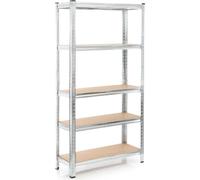 Wiltec Étagère Charges lourdes 5 Niveaux - 1800 x 900 x 400 mm / 875 kg – en Acier galvanisé – Système emboîtable – 5 niveaux – capacité 175 kg/niveau – pour Atelier Cave Rangement Stockage