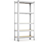 WilTec Étagère Charges Lourdes Acier galvanisé 154x75x30cm 875kg Rayonnage emboîtable 5 Niveaux