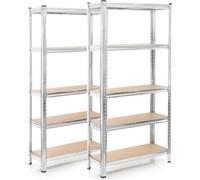 Wiltec Étagère Charges lourdes Jeu de 2 Galvanisée 154x75x30cm 875kg Rayonnage emboîtable 5 Niveaux