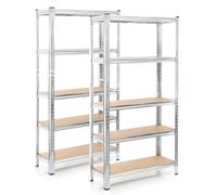 Wiltec Étagère Charges lourdes Jeu de 2 Galvanisée 180x90x40cm 875kg Rayonnage emboîtable 5 Niveaux