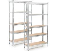 Wiltec Étagère Charges lourdes Jeu de 2 Galvanisée 180x90x40cm 875kg Rayonnage emboîtable 5 Niveaux