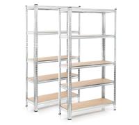 Wiltec Étagère Charges lourdes Jeu de 2 Galvanisée 180x90x45cm 875kg Rayonnage emboîtable 5 Niveaux