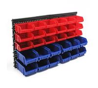 Wiltec Étagère murale avec 30 Bacs à bec - 650 x 20 x 380 mm - En PP - Boîtes de rangement pour atelier - Combinaison murale - Bac e