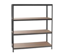 Wiltec Étagère noire charges lourdes 160×60×180cm Système emboîtable 4 niveaux 175kg/niveau