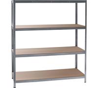 Wiltec Étagère noire charges lourdes 160×60×180cm Système emboîtable 4 niveaux 175kg/niveau
