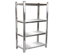 WilTec Étagères en Acier affiné - 1200 x 500 x 1550 mm - capacité Totale 600 kg - avec 4 Niveaux - Meuble pour Charge Lourde de Gastronomie Cuisine Rangement Garage Cave