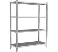Wiltec Étagères en acier affiné 201 – 1200 x 450 x 1550 mm – capacité totale 600 kg – avec 4 niveaux – Meuble pour charge lourde de Gastronomie Cuisine Rangement Garage Cave