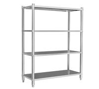 WilTec Étagères en Acier affiné V2A - 1200 x 450 x 1550 mm - capacité Totale 600 kg - avec 4 Niveaux - Meuble pour Charge Lourde de Gastronomie Cuisine Rangement Garage Cave
