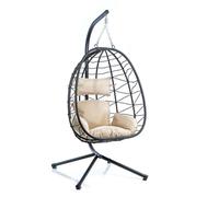 Wiltec Fauteuil suspendu - 950 x 980 x 1980 mm - Capacité de charge max. 130 kg - OEuf Panier Chaise avec Support et coussin d’assis