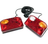 Wiltec Feux arrière pour remorque – 235 x 135 x 52 mm – 2 pièces – 5 fonctions – avec Câble 5 m et Fiche 13 broches – Lampes 12 V – Éclairage de sécurité routière