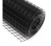 Wiltec Fil de grillage Noir à mailles carrées 12 x 12 mm - 10 m x 100 cm - en Acier galvanisé revêtus par PVC - Rouleau Clôture pour Volière Clapier Jardin Sylviculture Agriculture