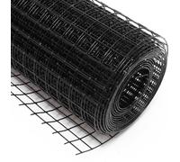 Wiltec Fil de grillage Noir à mailles carrées 12 x 12 mm - 25 m x 50 cm - en Acier galvanisé revêtus par PVC - Rouleau Clôture pour Volière Clapier Jardin Sylviculture Agriculture