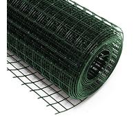 Wiltec Fil de grillage Vert à mailles carrées 19 x 19 mm - 10 m x 100 cm - en Acier galvanisé revêtus par PVC - Rouleau Clôture pour Volière Clapier Jardin Sylviculture Agriculture