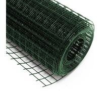 Wiltec Fil de grillage Vert à mailles carrées 19 x 19 mm - 10 m x 50 cm - en Acier galvanisé revêtus par PVC - Rouleau Clôture pour Volière Clapier Jardin Sylviculture Agriculture