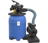 Wiltec Filtre à sable et particules – 250 W – capacité 14 l / 10 kg – 10 000 l/h – avec Vanne 5 positions et Pompe de filtrage auto-amorçante – Cuve de filtration pour Piscine hors-sol Swimmingpool