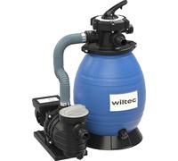 Wiltec Filtre à sable et particules – 370 W – capacité 26 l / 20 kg – 13 200 l/h – avec Vanne 5 positions et Pompe de filtrage auto-amorçante – Cuve de filtration pour Piscine hors-sol Swimmingpool