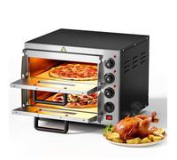 Wiltec Four à Pizza électrique 2 étages - 3000 W - 570 x 560 x 440 mm - avec Pierre réfractaire alimentaire en cordiérite - Matériel