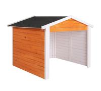 Wiltec Garage de Robot Tondeuse - 870 x 800 x 700 mm - Couleur Orange Noir - en Bois et avec Toit incliné - Abri Carport de Jardinage Tonte de Gazon
