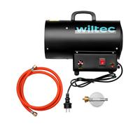 Wiltec Générateur de chaleur - Puissance calorifique 15 kW, moteur 30 W - Débit d’air 320 m³/h - Fonctionnement sur gaz GPL - avec régulateur et tuyau - Canon air chaud