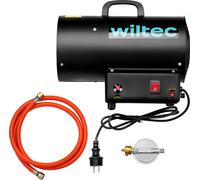 Wiltec Générateur de chaleur – Puissance calorifique 15 kW, moteur 30 W – Débit d’air 320 m³/h – Fonctionnement sur gaz GPL – avec régulateur et tuyau – Canon air chaud