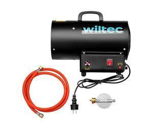 Wiltec Générateur de chaleur - Puissance calorifique 15 kW, moteur 30 W - Débit d’air 320 m³/h - Fonctionnement sur gaz GPL - avec régulateur et tuyau - Canon air chaud