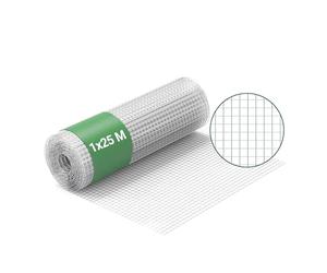 Wiltec Grillage à mailles - 1 m x 25 m/Épaisseur fil 0,75 mm/Maille 19 x 19 mm - en Acier galvanisé - Grille métallique pour Volière Clapier Clôture Jardin Sylviculture Agriculture