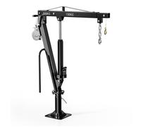 Wiltec Grue de levage pour Pick up ou Remorque - Charge max. 500 kg - Hauteur max. 1770 mm - Tête pivotante 360°, Treuil, Manivelle et Socle massif - Chèvre monte charge chargement et déchargement