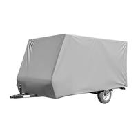 Wiltec Housse de Caravane 520 x 225 x 220 cm Grise, pour extérieur | Fibres PP respirantes, bande élastique et zip latéral, protection contre humidité, UV, poussière et saleté