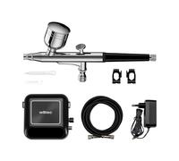 Wiltec HS-A10K Kit avec Compresseur, Tuyau 1,8 m et Buse 0,3 mm - Moteur 12 V - Pression Max. 2,8 Bars - Arrêt et Mise en Marche automatiques - Tatouage, Aérographe, Manucure
