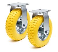 Wiltec Jeu 2x Roulette de transport fixe increvable - Ø 225 mm - Capacité 100 kg - en PU Polyuréthane - Roue avec Plaque de montage - Transport Appareil Accessoire Meuble - Usage silencieux