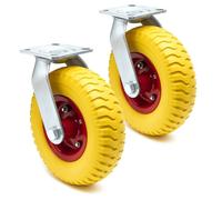 Wiltec Jeu 2x Roulette de transport pivotante increvable - Ø 220 mm - Capacité 100 kg - en PU Polyuréthane - Roue avec Plaque de mon