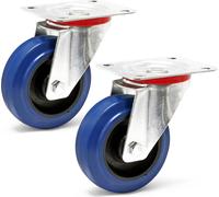 Wiltec Jeu 2x Roulette pivotante en plastique – Ø 100 mm – Capacité de charge 160 kg – Roue sans frein, avec Plaque de montage – Transport Appareil Accessoire Meuble – Usage silencieux sans trace