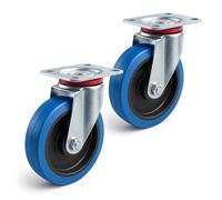 Wiltec Jeu 2x Roulette pivotante en plastique - Ø 200 mm - Capacité de charge 350 kg - Roue sans frein, avec Plaque de montage - Transport Appareil Accessoire Meuble - Usage silencieux sans trace