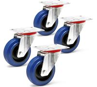 Wiltec Jeu 4x Roulette pivotante en plastique – Ø 100 mm – Capacité de charge 160 kg – Roue sans frein, avec Plaque de montage – Transport Appareil Accessoire Meuble – Usage silencieux sans trace