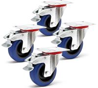 Wiltec Jeu 4x Roulette pivotante en plastique – Ø 100 mm – Capacité de charge 150 kg – Roue avec blocage total et Plaque de montage – Transport Appareil Accessoire Meuble – Usage silencieux sans trace