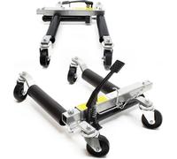 Wiltec Jeu Chariot de déplacement 2x Cric Go Jack Hydraulique 680kg par Cric Largeur de pneu 30 cm Taille 620 x 540 x 330 mm Noir argenté Goupille Sécurité Lève voiture Atelier Garage
