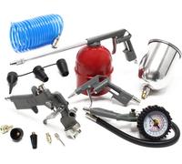 Wiltec Jeu d’outils pneumatiques 13 pièces – avec 4 pistolets, buses, tuyau spiralé 5 m – Jeu d’outils pneumatiques à air comprimé