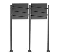 Wiltec Kit 2x Boîte aux lettres V16 et Porte-journaux avec Pied de support double, Verrouillable, Gris anthracite, Acier galvanisé,