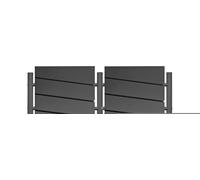 Wiltec Kit 2x Boîte aux lettres V16 & Porte-journaux avec Pied de support double, Verrouillable, Gris anthracite, Acier galvanisé, 1000 x 135 x 1200 mm, Fente et clapet