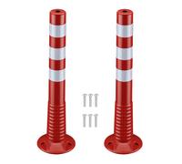 Wiltec Kit 2x Poteau de balisagePolyuréthaneOrange / Blanc 75cm φ 200x 750mm Poids 2,7kg Poteau de signalisation avec socle Prévention danger Borne amovible Signalétique extérieure Prévention Danger C