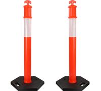 Wiltec Kit 2x Poteau de balisagePolyuréthaneOrange / Blanc 110cm 110 x 42 x 42 cm Poids 7kg Poteau de signalisation avec socle Prévention danger Borne amovible Signalétique extérieure Prévention Dange