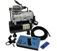 Wiltec Kit Airbrush avec compresseur AS 186 – réservoir 3 L 30 l/min – Pistolet aérographe 116, Godets & Accessoires – pour débutants et professionels – Aérographie, Tatouage, Nail Art, Peinture