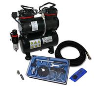 Wiltec Kit Airbrush avec compresseur AS 196 - réservoir 3 L 30-35 l/Min - Pistolet aérographe 128, Godets & Accessoires - pour débutants et professionels - Aérographie, Tatouage, Nail Art, Peinture