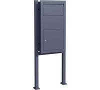 Wiltec Kit Boîte à colis verrouillable gris anthracite et Pied, 470 x 220 x 870 mm, Boîte aux lettres, pour colis max. 350 x 300 x 110 mm, Usage domestique courrier