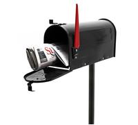 Wiltec Kit Boîte aux lettres américaine et pied de support, 180 x 220 x 480 mm, Couleur noire, Acier galvanisé, Boîte postale US Mai