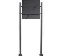 Wiltec Kit Boîte aux lettres sur pied design & Porte-journaux V14, Verrouillable, Gris anthracite, Acier galvanisé, 500 x 120 x 1200 mm, Fente et clapet