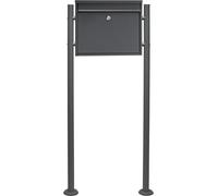 Wiltec Kit Boîte aux lettres V13 avec Pied de support, Verrouillable Couleur antrahcite, Acier galvanisé, 360 x 105 x 315 mm, en Acier inox, avec Fente et Clapet