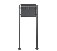 Wiltec Kit Boîte aux lettres V13 avec Pied de support, Verrouillable Couleur antrahcite, Acier galvanisé, 360 x 105 x 315 mm, en Aci
