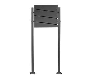 Wiltec Kit Boîte aux Lettres V16 & Porte-journaux avec Pied de Support, Verrouillable, Gris Anthracite, Acier galvanisé, 370 x 105 x 370 mm, Fente et clapet